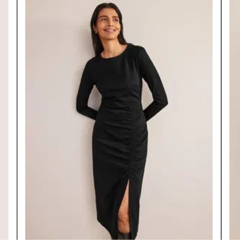 Boden Black Column Midi Dress NEW Size 12 Petite Long Sleeve